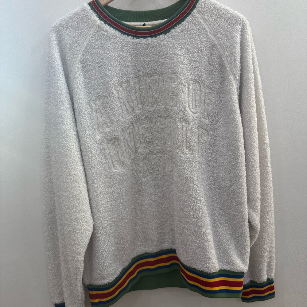 Akoo White Sweater with Colorful Trim